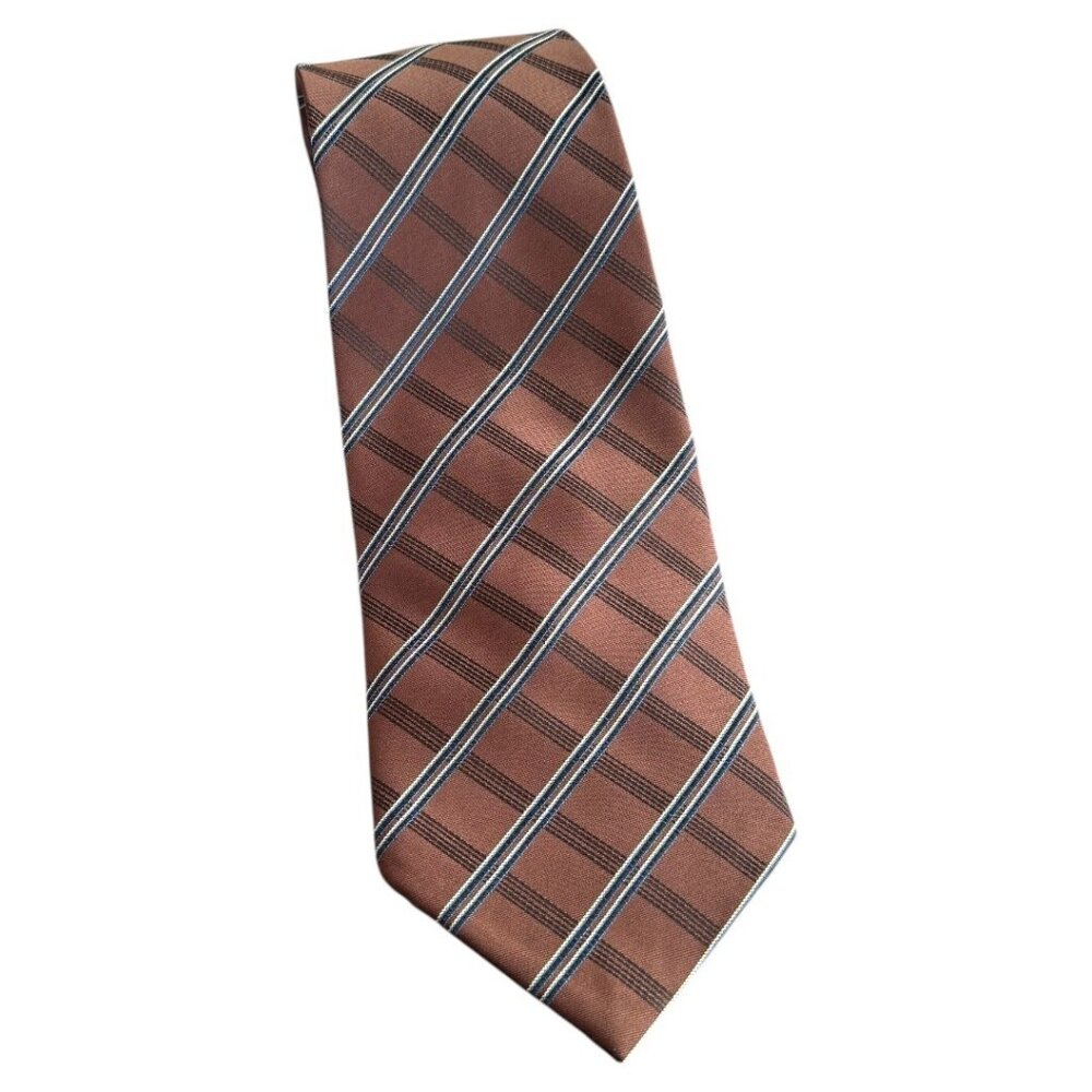 Vianali men's 100% Seta Brown with stripes silk tie